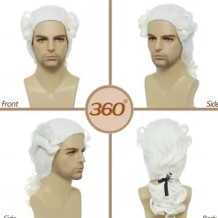 Colonial Judge Wig, Long Wave Wig for Man, Washington Halloween Costume, Cosplay Wig For Carvinal