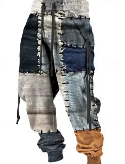 Color Block Casual Men's 3D Print Sweatpants Joggers Pants Trousers Outdoor Street Casual Daily Polyester Yellow Pink Blue S M L Mid Waist Elasticity Pants