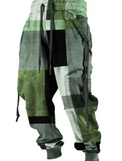 Color Block Plaid / Check Casual Men's 3D Print Sweatpants Joggers Pants Trousers Outdoor Street Casual Daily Polyester Red Blue Brown S M L Mid Waist Elasticity Pants