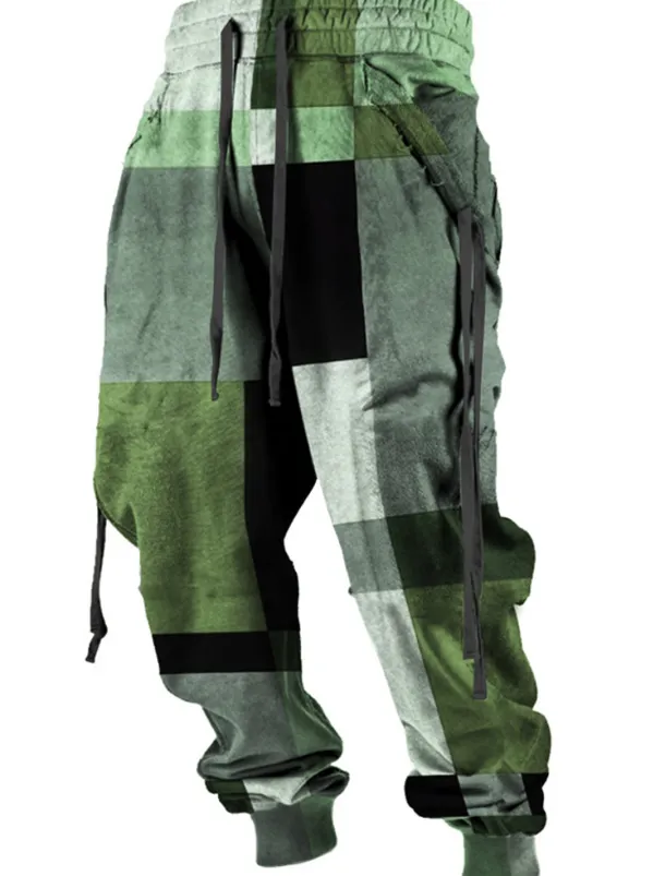 Color Block Plaid / Check Casual Men's 3D Print Sweatpants Joggers Pants Trousers Outdoor Street Casual Daily Polyester Red Blue Brown S M L Mid Waist Elasticity Pants