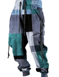 Color Block Plaid / Check Casual Men's 3D Print Sweatpants Joggers Pants Trousers Outdoor Street Casual Daily Polyester Red Blue Brown S M L Mid Waist Elasticity Pants