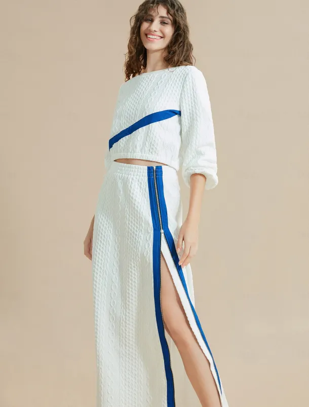 Color Block Round Neck Casual Set