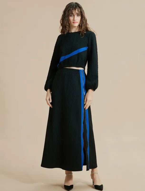 Color Block Round Neck Casual Set