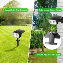 Color Changing Solar Spot Lights, IP65 Waterproof Landscape Lighting Outdoor Garden Lights with Auto On/Off for Pathway & Patio Decor