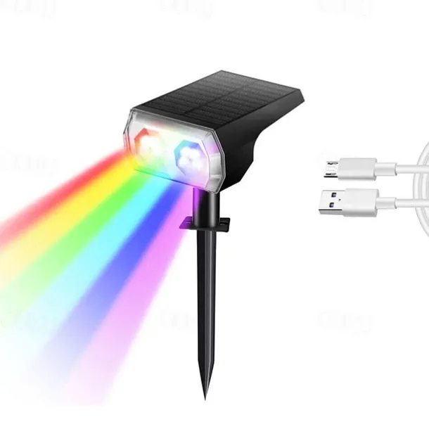 Color Changing Solar Spot Lights, IP65 Waterproof Landscape Lighting Outdoor Garden Lights with Auto On/Off for Pathway & Patio Decor