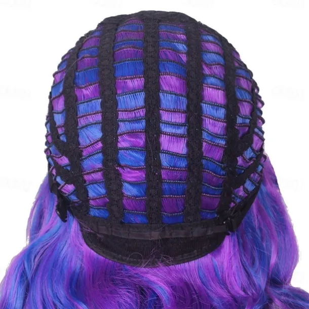 Color Ground Long Curly Cosplay Wig with 2 Ponytails Halloween Wigs