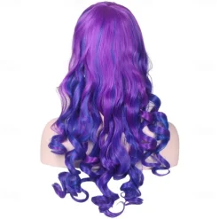 Color Ground Long Curly Cosplay Wig with 2 Ponytails Halloween Wigs