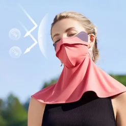 Color Sunscreen Mask For Women, Ice Silk Uv Protection, Neck And Eye Protection, Breathable Full Face Sunscreen Mask For Driving And Cycling