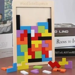 Colorful 3D Wooden Blocks Puzzle Brain Training Montessori Educational Toy For Kids To Improve Intelligence & Creativity