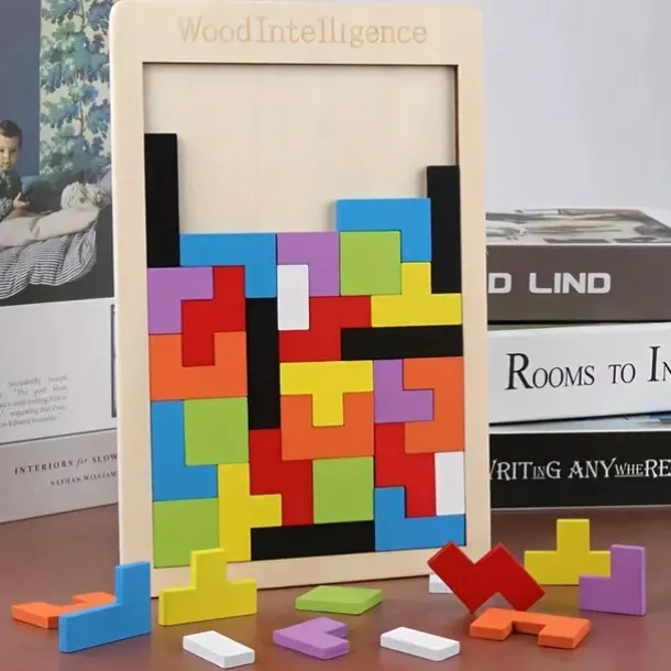 Colorful 3D Wooden Blocks Puzzle Brain Training Montessori Educational Toy For Kids To Improve Intelligence & Creativity