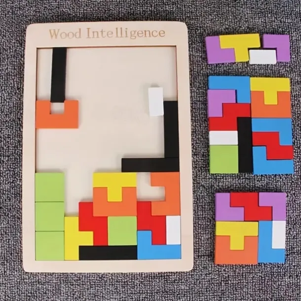 Colorful 3D Wooden Blocks Puzzle Brain Training Montessori Educational Toy For Kids To Improve Intelligence & Creativity