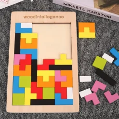 Colorful 3D Wooden Blocks Puzzle Brain Training Montessori Educational Toy For Kids To Improve Intelligence & Creativity