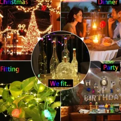 Colorful Diamond Bottle Stopper String Lights, Christmas LED Decorative Lights for Christmas Festive Atmosphere 1/4/8pcs