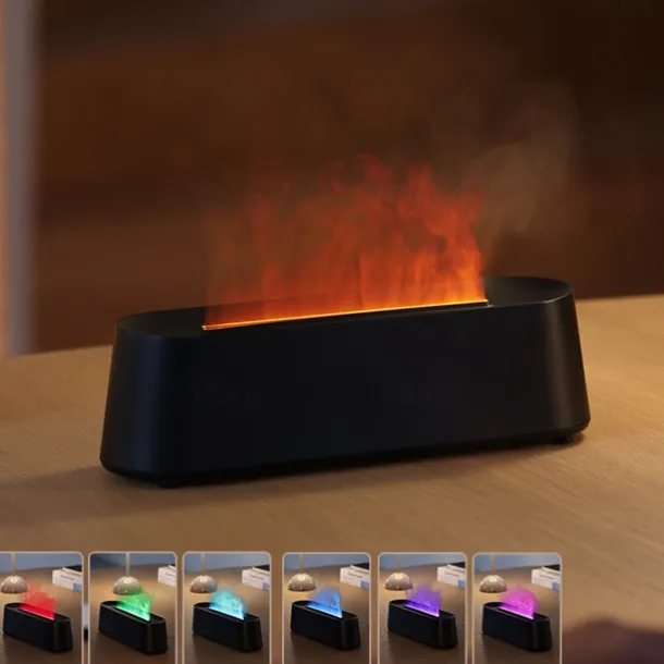 Colorful Flame Fire Diffuser Humidifier Essential Oil Aromatherapy Diffuser with Remote Control 300ml Large Ultra-Quiet Aroma Diffusers 7 Colors