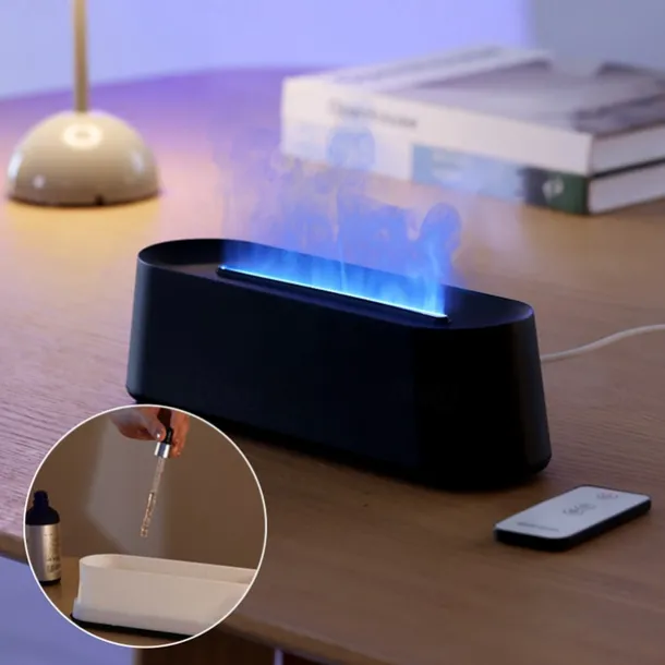 Colorful Flame Fire Diffuser Humidifier Essential Oil Aromatherapy Diffuser with Remote Control 300ml Large Ultra-Quiet Aroma Diffusers 7 Colors