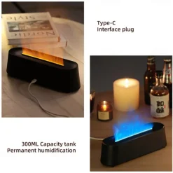 Colorful Flame Fire Diffuser Humidifier Essential Oil Aromatherapy Diffuser with Remote Control 300ml Large Ultra-Quiet Aroma Diffusers 7 Colors