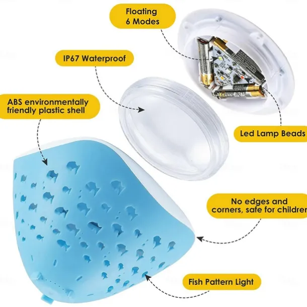 Colorful Floating Underwater Light RGB Bathtub Spa Lamp Swimming Pool Lights Battery Powered Children's Bath Lamp Projector Kids Gifts