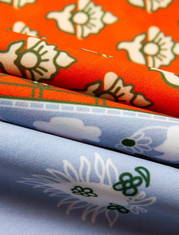 Colorful Silk Scarf Printed Tie Sleeve Maxi Dress