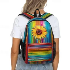 Colorful Sunflower Backpack for School and Travel – Durable Canvas Bag with Vibrant Artistic Design and Adjustable Straps