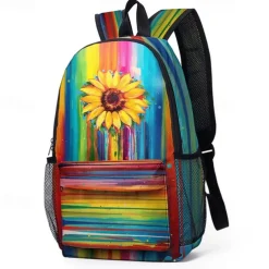 Colorful Sunflower Backpack for School and Travel – Durable Canvas Bag with Vibrant Artistic Design and Adjustable Straps