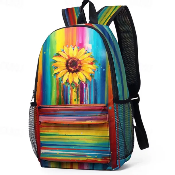 Colorful Sunflower Backpack for School and Travel – Durable Canvas Bag with Vibrant Artistic Design and Adjustable Straps