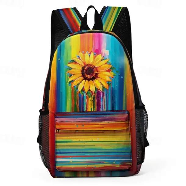 Colorful Sunflower Backpack for School and Travel – Durable Canvas Bag with Vibrant Artistic Design and Adjustable Straps