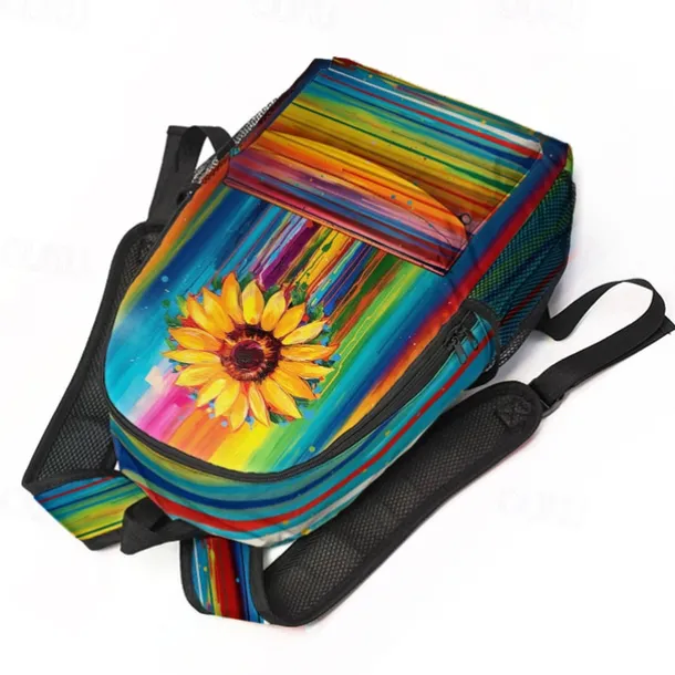 Colorful Sunflower Backpack for School and Travel – Durable Canvas Bag with Vibrant Artistic Design and Adjustable Straps