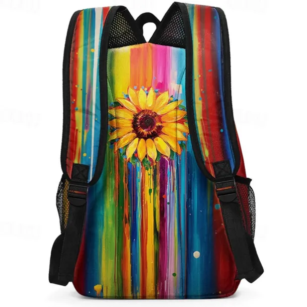 Colorful Sunflower Backpack for School and Travel – Durable Canvas Bag with Vibrant Artistic Design and Adjustable Straps
