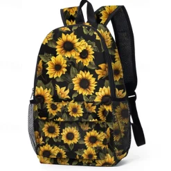 Colorful Sunflower Backpack for School and Travel – Durable Canvas Bag with Vibrant Artistic Design and Adjustable Straps