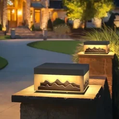 Column Post Lights Square Column Pillar Lamps Modern Black Fence Column Pedestal Light Exterior Waterproof Stainless Steel Gate Deck Stigma Lantern 110-240V 20W