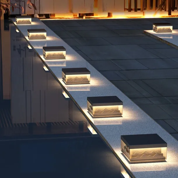 Column Post Lights Square Column Pillar Lamps Modern Black Fence Column Pedestal Light Exterior Waterproof Stainless Steel Gate Deck Stigma Lantern 110-240V 20W