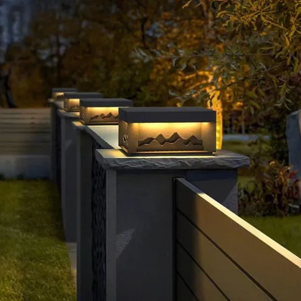 Column Post Lights Square Column Pillar Lamps Modern Black Fence Column Pedestal Light Exterior Waterproof Stainless Steel Gate Deck Stigma Lantern 110-240V 20W