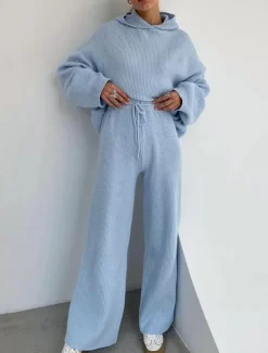 Comfry Women's Sweatshirt Outdoor Warm Long Sleeve Hooded Blue Spring Fall