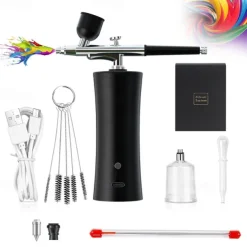 Compact Rechargeable Airbrush Kit USB-Powered Precision 0.3mm Tip Portable for Makeup Tattoos Artistry Crafting