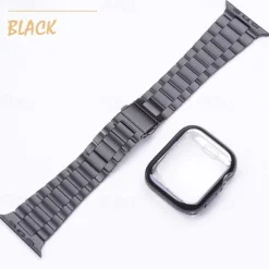 Compatible with Apple Watch band 38mm 40mm 41mm 42mm 44mm 45mm 49mm with Case Shockproof Stainless Steel Strap Replacement Wristband for iwatch Ultra 2 Series 9 8 7 SE 6 5 4 3 2 1