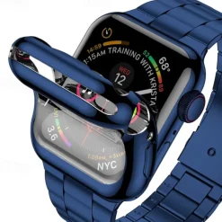 Compatible with Apple Watch band 38mm 40mm 41mm 42mm 44mm 45mm 49mm with Case Shockproof Stainless Steel Strap Replacement Wristband for iwatch Ultra 2 Series 9 8 7 SE 6 5 4 3 2 1