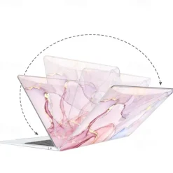Compatible with MacBook Air 13 Inch Case 2022 2021 2020 2019 2018 Release M1 A2337 A2179 A1932 Touch ID MacBook Air Case Hard Shell Case 2 Keyboard Covers Screen Protector Pink Marble