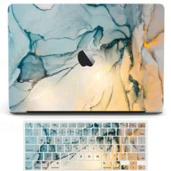Compatible with MacBook Air 13 Inch Case 2022 2021 2020 2019 2018 Release M1 A2337 A2179 A1932 Touch ID MacBook Air Case Hard Shell Case 2 Keyboard Covers Screen Protector Pink Marble