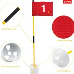 Complete Golf Practice Set - Includes Golf Green Flagstick, Golf Putting Cup, Perfect for Home Backyard Practice Sessions and Improving Your Golf Skills