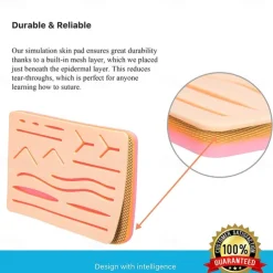 Complete Suture Practice Kit For Suture Training Including Large Silicone Suture Pad With Pre-Cut Wounds And Suture Tool Kit