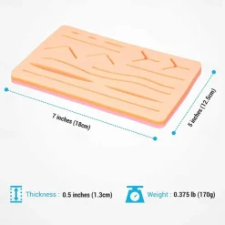 Complete Suture Practice Kit For Suture Training Including Large Silicone Suture Pad With Pre-Cut Wounds And Suture Tool Kit