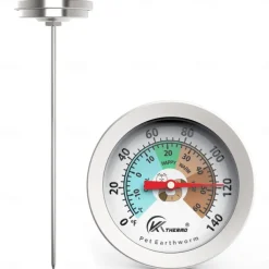 Compost Soil Gardening Thermometer Super-Long Stainless Steel Probe Fertilizer Test Thermometer 50cm