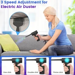 Compressed Air Duster 50000 RPM Keyboard Cleaner For Office 2 Adjustable Speed Electric Air Dusters Good Replacement For Compressed Air Can 6000 MAh Rechargeable Electric Duster For Deep Cleaning