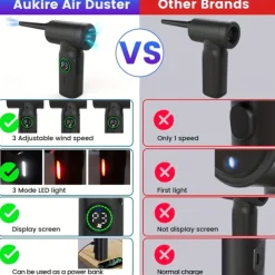 Compressed Air Duster 50000 RPM Keyboard Cleaner For Office 2 Adjustable Speed Electric Air Dusters Good Replacement For Compressed Air Can 6000 MAh Rechargeable Electric Duster For Deep Cleaning