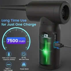 Compressed Air Duster 50000 RPM Keyboard Cleaner For Office 2 Adjustable Speed Electric Air Dusters Good Replacement For Compressed Air Can 6000 MAh Rechargeable Electric Duster For Deep Cleaning