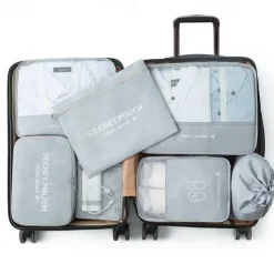 Compression Travel Packing Cubes Set for Luggage Storage and Backpack Organizer Space Savers, 7pcs Suitcase Organizer Bags, Large Capacity Clothing Storage for Travel