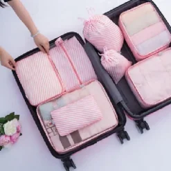 Compression Travel Packing Cubes Set for Luggage Storage and Backpack Organizer Space Savers, 7pcs Suitcase Organizer Bags, Large Capacity Clothing Storage for Travel