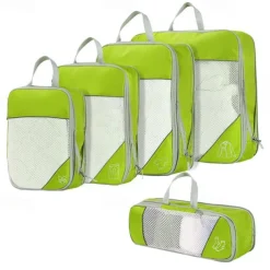 Compression Travel Packing Cubes Set for Luggage Storage and Backpack Organizer, Expandable Mesh Travel Bags, 5-Piece Set for Space Saving and Organizing Clothes