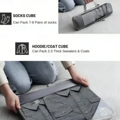 Compression Travel Packing Cubes Set for Luggage Storage and Backpack Organizer, Expandable Mesh Travel Bags, 5-Piece Set for Space Saving and Organizing Clothes