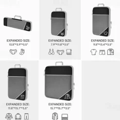 Compression Travel Packing Cubes Set for Luggage Storage and Backpack Organizer, Expandable Mesh Travel Bags, 5-Piece Set for Space Saving and Organizing Clothes